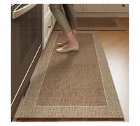 GIJMZY Alfombras Cocina Mat for Kitchen Runner Rug Set Water-Absorbing Non-Slip Floor Mats Long Carpet Brown Imitation Linen Home Decoration Rugs(Color06,1pc 50x120cm)