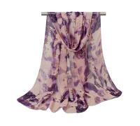 GIJMZY Bufanda larga con estampado floral de 150 x 50 cm for mujer, chal fino primavera, hermosa flor, pareos playa(3-Purple)