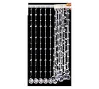GIJMZY Cortina con Cuentas de Cristal Artificial 19 Cuerdas, decoración Puerta Colgante Multicolor, Divisor habitación(Clear,1M Adhesive Strips_1.8M Bead Chain)