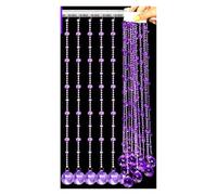 GIJMZY Cortina con Cuentas de Cristal Artificial 19 Cuerdas, decoración Puerta Colgante Multicolor, Divisor habitación(Purple,1M Adhesive Strips_0.3M Bead Chain)