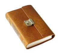 GIJMZY Cuaderno de cuero vintage hecho a mano, diario antiguo con cerradura contraseña Caballo Loco, estilo mágico (A5, A6, A)(A5 brown)