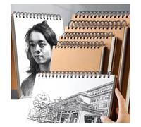 GIJMZY Libreta a5 Cuaderno de bocetos de arte, papel kraft de 160 g/m², espiral, material de oficina, escuela, bloc de notas de dibujo, papelería(8K-left)