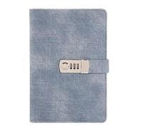 GIJMZY Libreta de contraseñas for mujer, bloc notas grueso lona retro con cerradura, tamaño A5, diario creativo, papelería, manual, cuaderno(Blue)