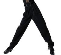 GIJMZY Pantalones de Baile para Hombre Latin Dance Costume Boy's Black Mesh V-Neck Tops Rumba Samba Practice Set Children's Ballroom Cha Cha Competition Wear(Black Pants,XXL)