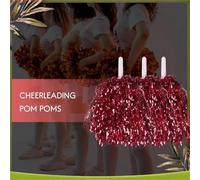 GIJMZY Pompones Animadora Pompones de animadoras de lámina metálica con Mango de plástico for Fiestas de Adultos y niños, 24 Unidades(Yellow)