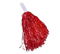 GIJMZY Pompones Animadora Pompones de animadoras de Papel metálico con Mango de plástico, decoración for Fiestas, Color Rojo, 48 Unidades