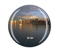 Gijon España - Imán para nevera (3D, cristal, recuerdo, regalo para el turismo), diseño de nevera