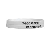 GIKILEE Pulsera de goma cristiana con cruz de Dios es el primero y el segundo de fe religiosa con versículos bíblicos para mujeres y hombres, regalos de aliento motivacional, 0.1, Acrílico, No es una