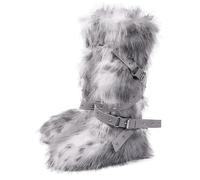 Gikleihwy Botas de Nieve para Mujer de Piel Falsa Peluda hasta la Rodilla Punta Redonda Media Pantorrilla Cálidas y Cómodas Botas de Felpa de Moda para Interior y Exterior con Suela Plana(A,41 EU)