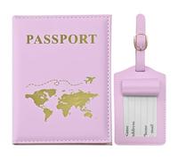 GIKPAX Porta Pasaporte, Etiqueta de Equipaje, Funda de Pasaporte de Cuero de PU, Billetera de Viaje para Pasaporte, Tarjeta de boleto, pases, Tarjeta de crédito, Tarjetas de presentación (Morado)