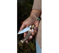 Gilberto Ferreira Canivete Artesanal em Aço Carbono com Cabo em Chifre de Veado e Detalhes em Madeiras Exóticas -