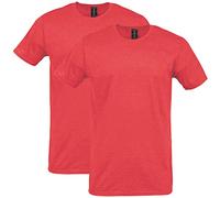 Gildan 64000 Softstyle - Camiseta de Manga Corta para Hombre, Rojo Jaspeado (Paquete de 2), M
