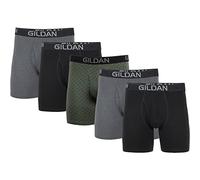 Gildan Calzoncillos Calzones elásticos de algodón, Paquete múltiple Ropa Interior de Hombres para Hombre, Negro/Jaspeado Gris Oscuro/Verde Medianoche (Paquete de 5, Pierna Regular), XL