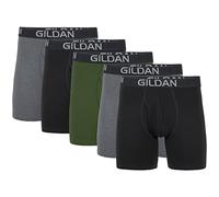 Gildan Calzoncillos Tipo bóxer elásticos de algodón, múltiple Ropa Interior de Hombres, Gris Oscuro Jaspeado/hollín Negro/Verde Medianoche (Paquete de 5, Pierna Regular), XL (Pack de 5)