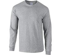 Gildan - Camiseta básica de Manga Larga para Hombre- 22 Colores Diferentes (Extra Grande (XL)/Gris Sport)