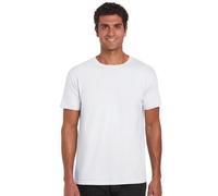 GILDAN - Camiseta con Cuello Redondo de Manga Corta para Hombre, Talla L, Color Blanco