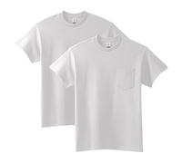 Gildan Camiseta de algodón para Adultos con Bolsillo, Paquete de 2 Camisa, Blanco, Medium Hombres