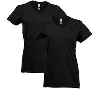 Gildan Heavy Cotton V-Neck T-Shirt, 2-Pack Camiseta, Negro, X-Large Mujeres