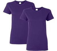 Gildan Camiseta de algodón Pesado para Adultos, Paquete de 2, Morado, Medium Mujeres