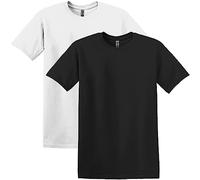 Gildan Camiseta de algodón Softstyle para hombre, estilo G64000, (paquete de 2), Blanco/Negro, Large
