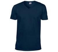 GILDAN Camiseta de Estilo Suave con Cuello en V, Azul (Marino), XL para Hombre