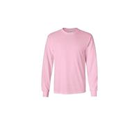 Gildan Camiseta de manga larga de algodón liso con cuello redondo para hombre, Rosado, Large