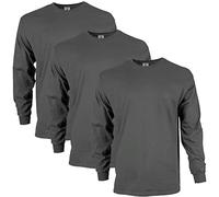 Gildan Camiseta de Manga Larga de algodón para Hombre, Estilo G2400, Multipack, Carbón (Paquete de 3), Large
