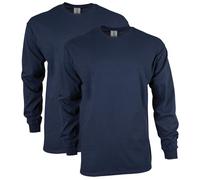 Gildan - Camiseta de manga larga de algodón para hombre, estilo G2400, paquete de 2 unidades - azul - Large