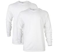 Gildan - Camiseta de Manga Larga de algodón para Hombre, Estilo G2400, Paquete de 2 Unidades - Blanco - Small