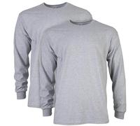 Gildan - Camiseta de Manga Larga de algodón para Hombre, Estilo G2400, Paquete de 2 Unidades - Gris - Large