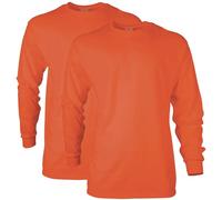 Gildan - Camiseta de Manga Larga de algodón para Hombre, Estilo G2400, Paquete de 2 Unidades - Naranja - XX-Large