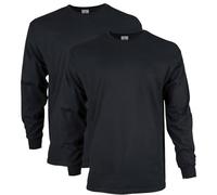 Gildan - Camiseta de Manga Larga de algodón para Hombre, Estilo G2400, Paquete de 2 Unidades - Negro - Large
