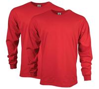 Gildan - Camiseta de Manga Larga de algodón para Hombre, Estilo G2400, Paquete de 2 Unidades - Rojo - Small