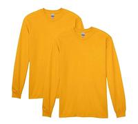 Gildan Camiseta de Manga Larga de algodón Pesado para Adultos, Estilo G5400, Paquete de 2, Oro, XXL