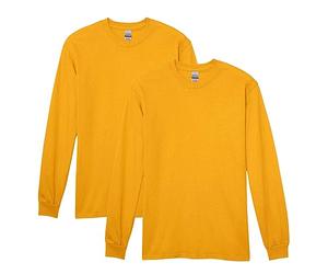 Gildan Camiseta de Manga Larga de algodón Pesado para Adultos, Estilo G5400, Paquete de 2, Oro, XXL