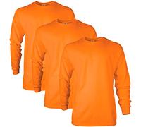 Gildan Camiseta de manga larga, de Ultra Cotton, estilo G2400, Camiseta para Hombre, Safety Orange (3-Pack), XL