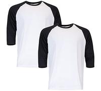 Gildan Camiseta raglán 3/4 de algodón Pesado, Estilo G5700, Paquete de 2, Blanco/Negro, XL (Pack de 2) para Hombre