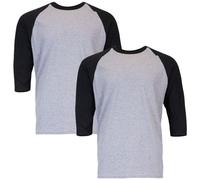 Gildan Camiseta raglán 3/4 de algodón Pesado, Estilo G5700, Paquete de 2, Sport Grey/Black, S (Pack de 2) para Hombre