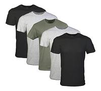 GILDAN Camisetas de Cuello Redondo, múltiple, Estilo G1100 Ropa Interior, Negro/Gris Deportivo/Verde Militar (Paquete de 5), M (Pack de 5) para Hombre