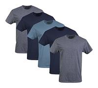 Gildan Camisetas de tripulación, múltiple, Estilo G1100 Ropa Interior, Azul Marino/Azul Jaspeado/Azul índigo (Paquete de 5), L (Pack de 5) para Hombre