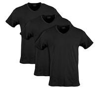 Gildan Camisetas elásticas de algodón, múltiple Ropa Interior, Hollín Negro (Cuello en V, Paquete de 3), L (Pack de 3) para Hombre