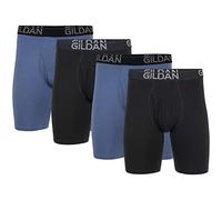 Gildan Cotton Stretch Boxer Brief, Multipack Ropa Interior de Hombres, Hollín Negro/Azul Pizarra (Paquete de 4, Pierna Larga), M (Pack de 4)