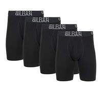 Gildan Cotton Stretch Boxer Brief, Multipack Ropa Interior de Hombres, Hollín Negro (Paquete de 4, Pierna Larga), L (Pack de 4)