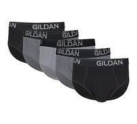 Gildan Cotton Stretch Brief Ropa Interior, Hollín Negro/Gris Oscuro Jaspeado/Franela Gris (Paquete de 5), L (Pack de 5) para Hombre