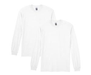 GILDAN Dryblend Adult Long Sleeve T-Shirt, 2-Pack Camisa, Blanco, L (Pack de 2) para Hombre
