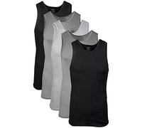 Gildan Men's A-Shirts 5 Pack, Grey/Black, Large