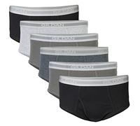 Gildan Men's Brief 6-Pack Underwear, Grey/ Black, Medium