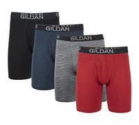 Gildan Men's Cotton Stretch Boxer Briefs, Multipack, Blk/Heather Navy/Stripe/Heather Red (4-Pack), X-Large