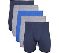 Gildan Men's Covered Waistband Boxer Brief 5 Pack, Mixed Royal, Large