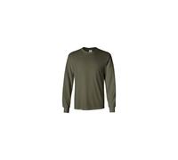 Gildan Mens Plain Crew Neck Ultra Cotton Long Sleeve T-Shirt, Verde militar, XXL